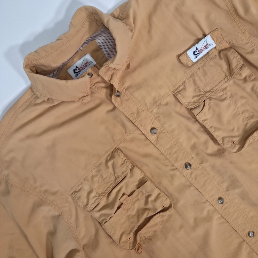 World Wide Sportsman Vented Fishing Shirt Mens XL Orange Short Sleeve Button Up